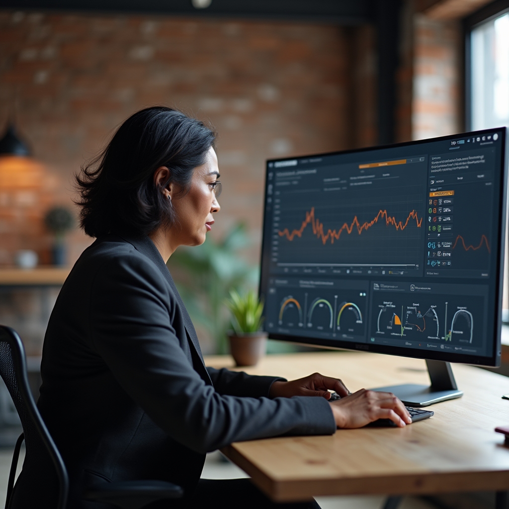 Analyst reviewing a site speed and Core Web Vitals dashboard on a monitor